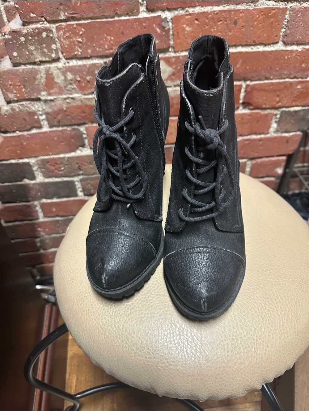 Aldo Black Lace-Up Combat Ankle Boots